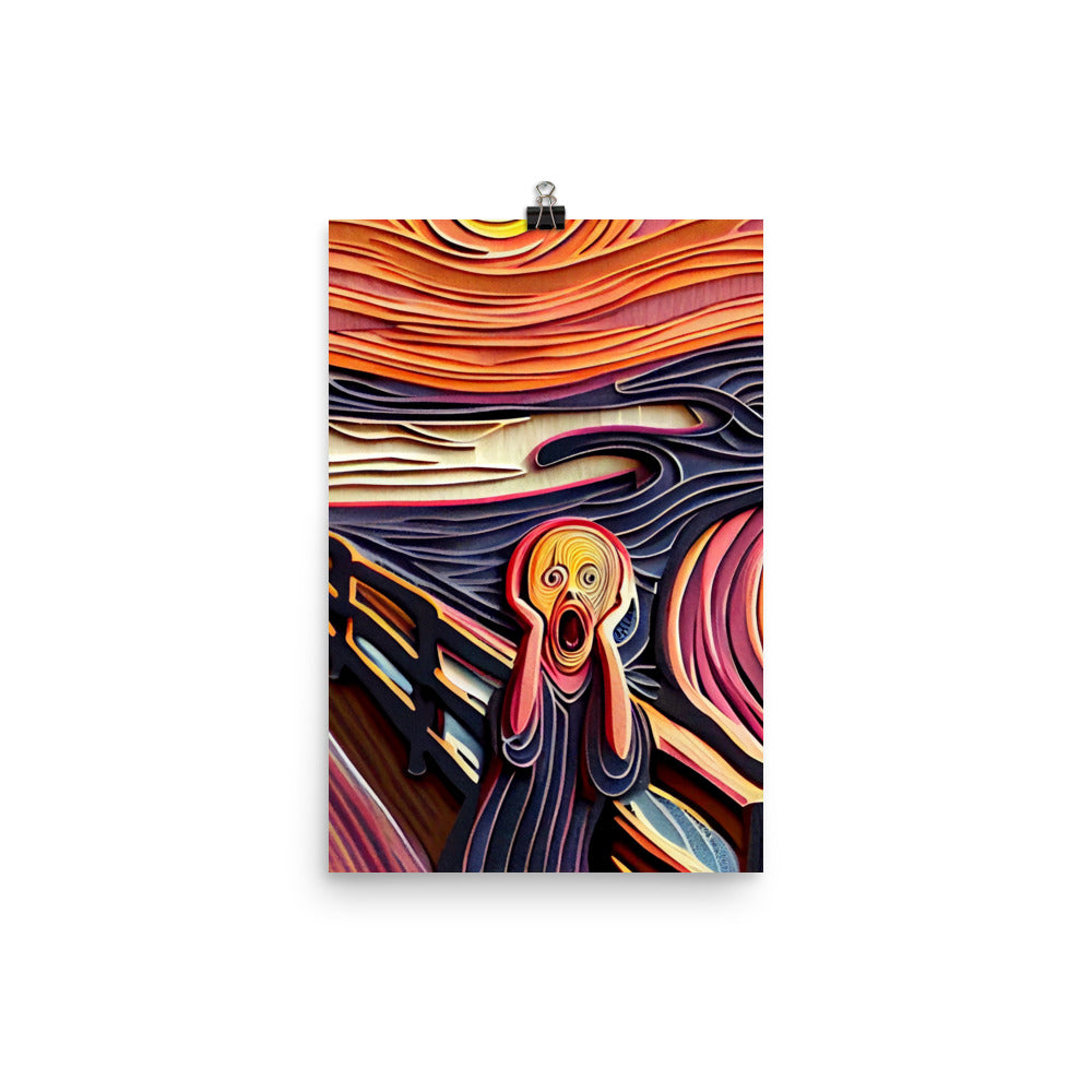 Enhanced Matte Paper Poster - The Scream in Paper Art Style