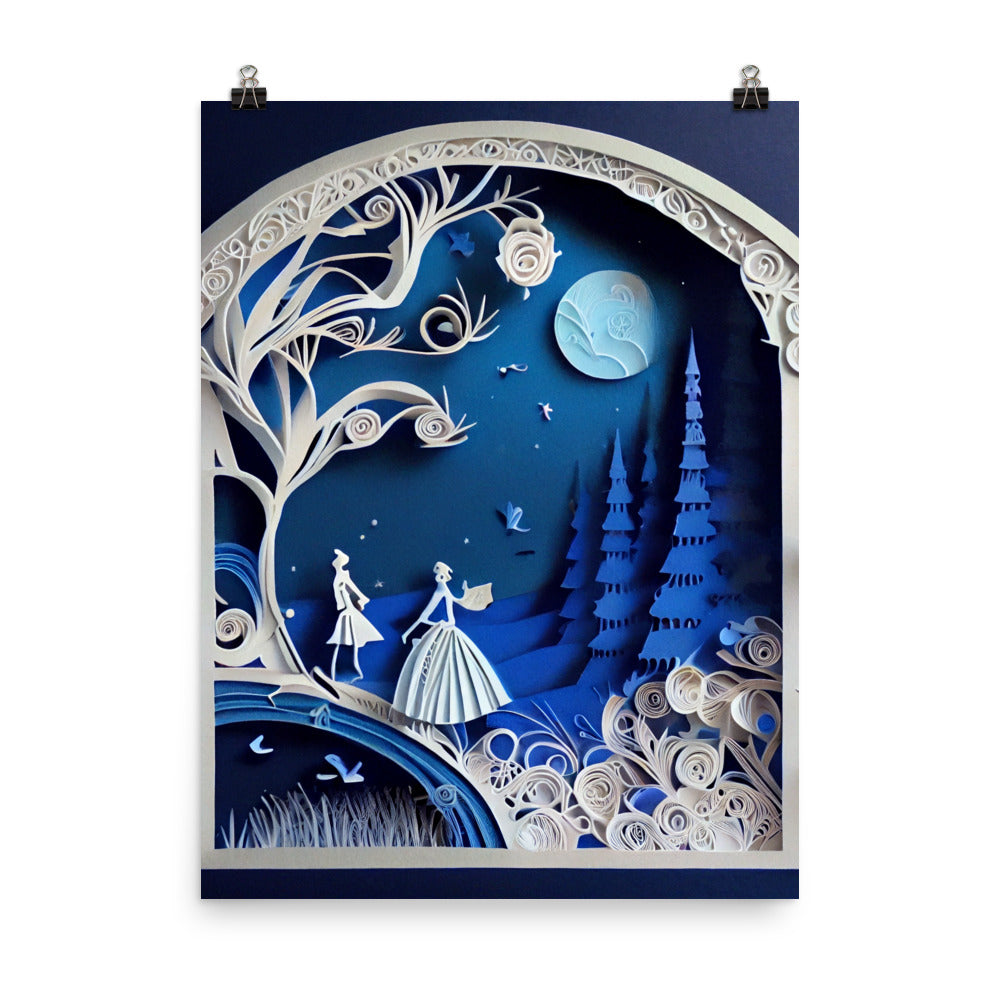 Enhanced Matte Paper Poster - Cinderella in Paper Art