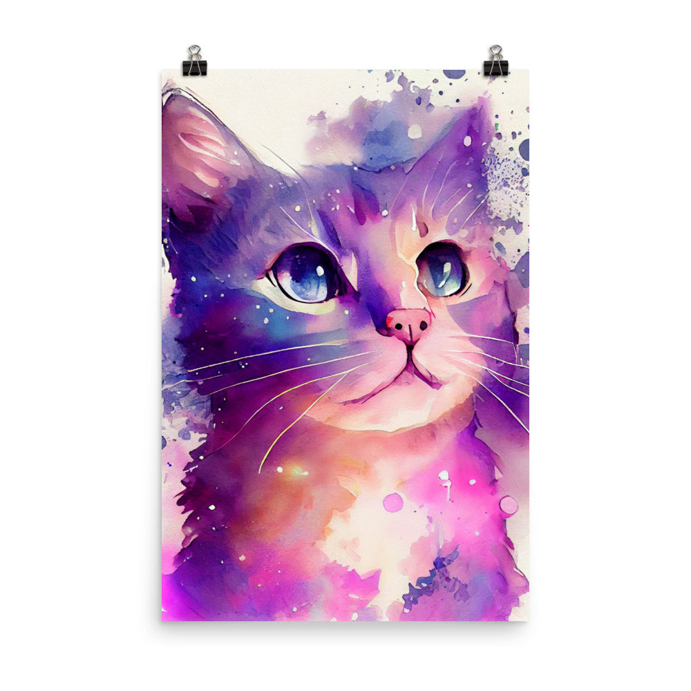 Enhanced Matte Poster - Kids Room Beautiful Kitten Watercolor