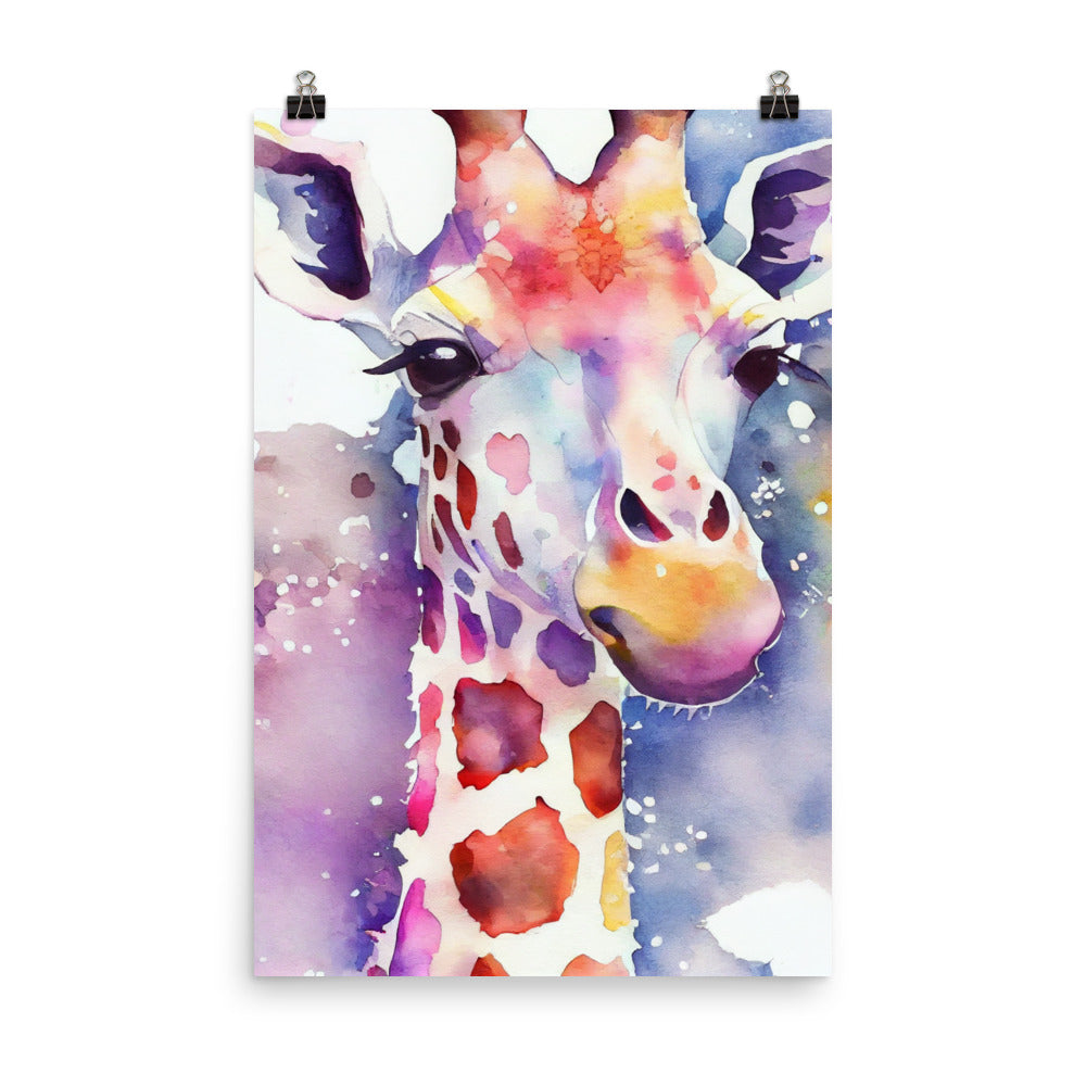 Enhanced Matte Poster - Kids Room Watercolor - Giraffe