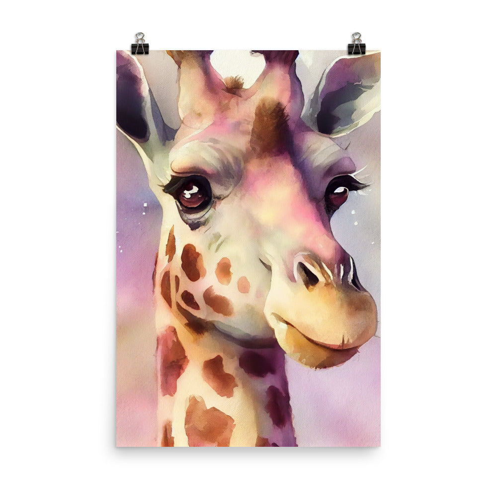 Enhanced Matte Poster - Kids Room Giraffe Watercolor