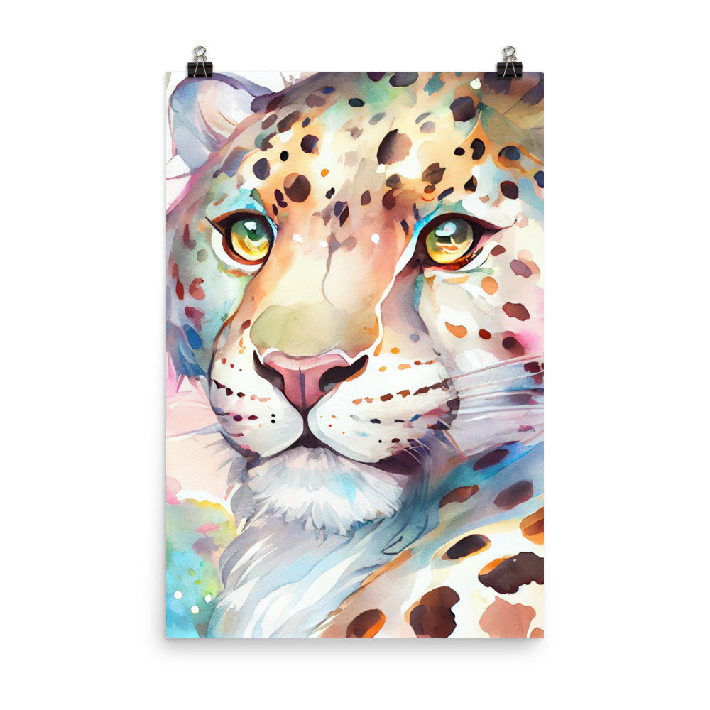 Enhanced Matte Poster - Kids Room Colorful Leopard Watercolor