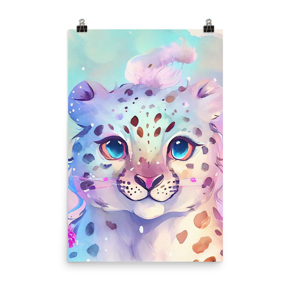 Enhanced Matte Poster - Kids Room Baby Leopard Watercolor