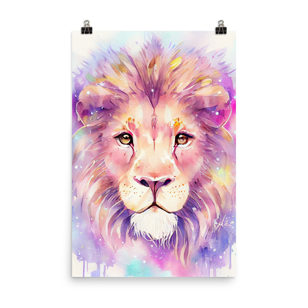 Enhanced Matte Poster - Kids Room Lion Watercolor