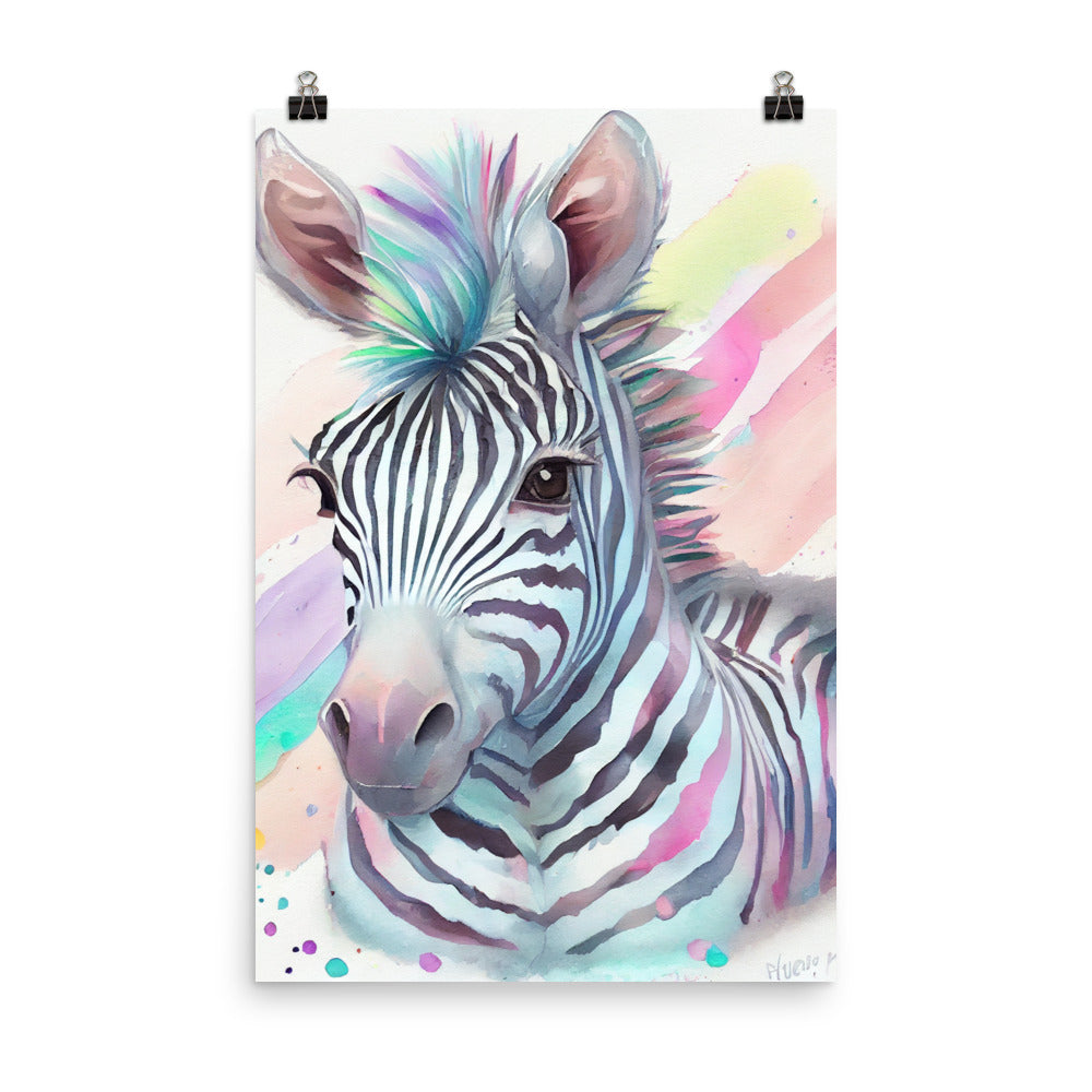 Enhanced Matte Poster - Kids Room Baby Zebra Watercolor