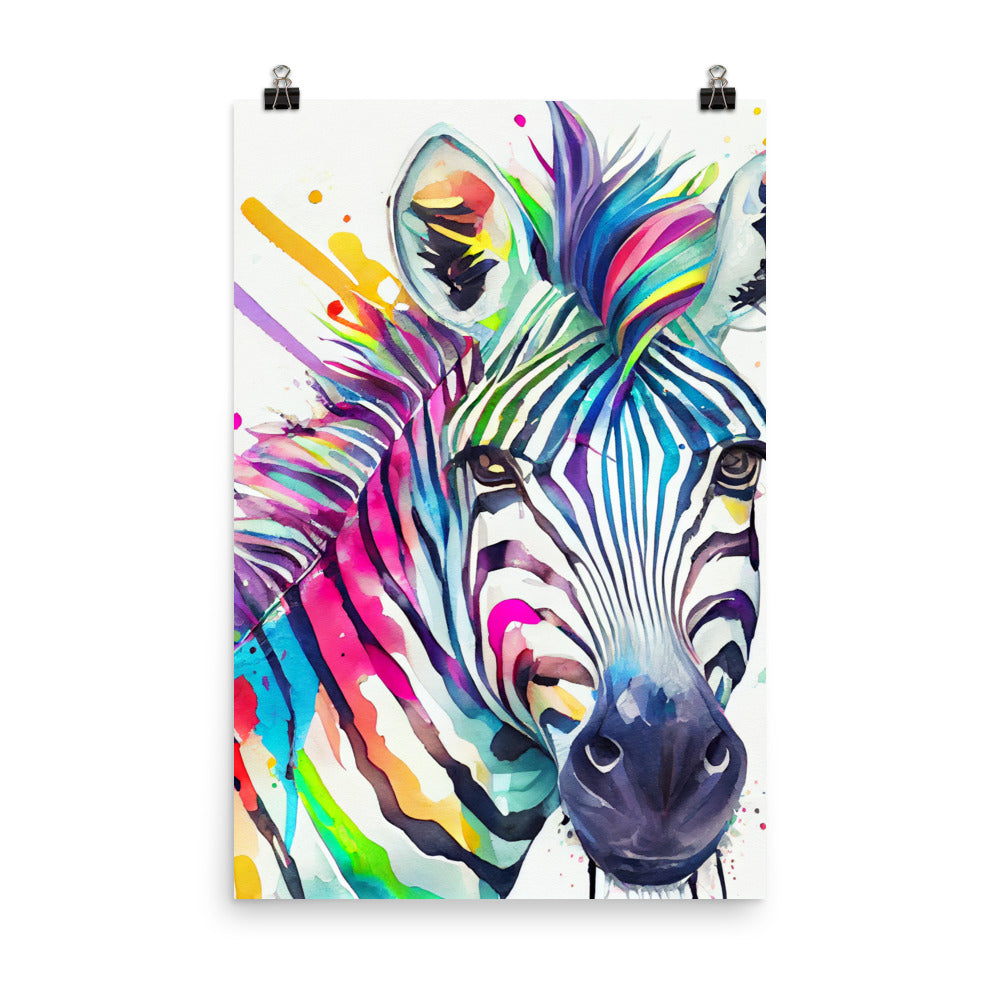Enhanced Matte Poster - Kids Room Zebra Watercolor