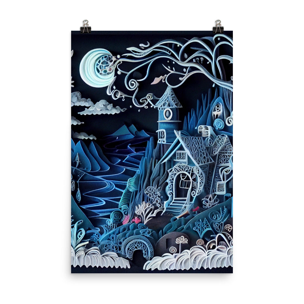 Enhanced Matte Paper Poster - Fairy Tale Tower in Paper Art