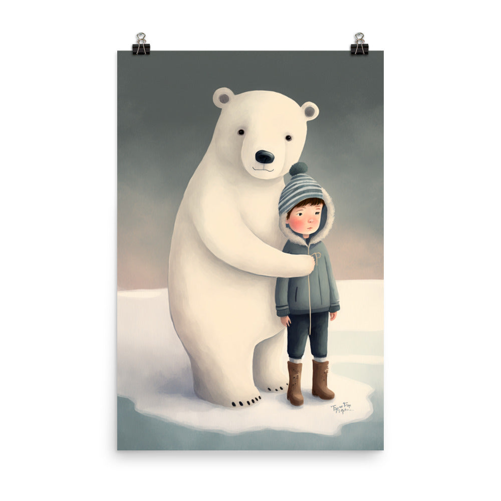 Enhanced Matte Paper Poster - A Boy and His Polar Bear