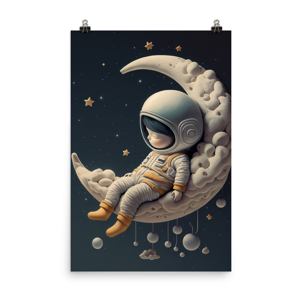 Enhanced Matte Paper Poster - Sleeping on the Moon