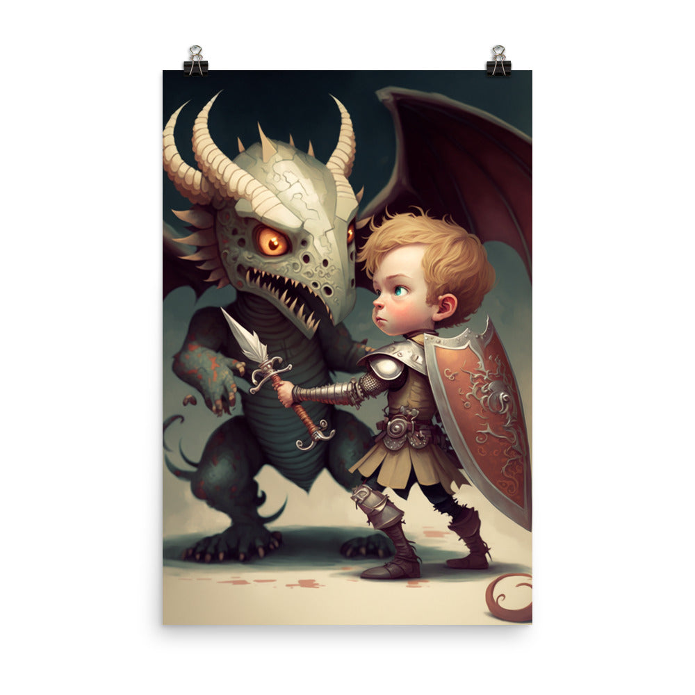 Enhanced Matte Paper Poster - Boy Knight Monster Slayer