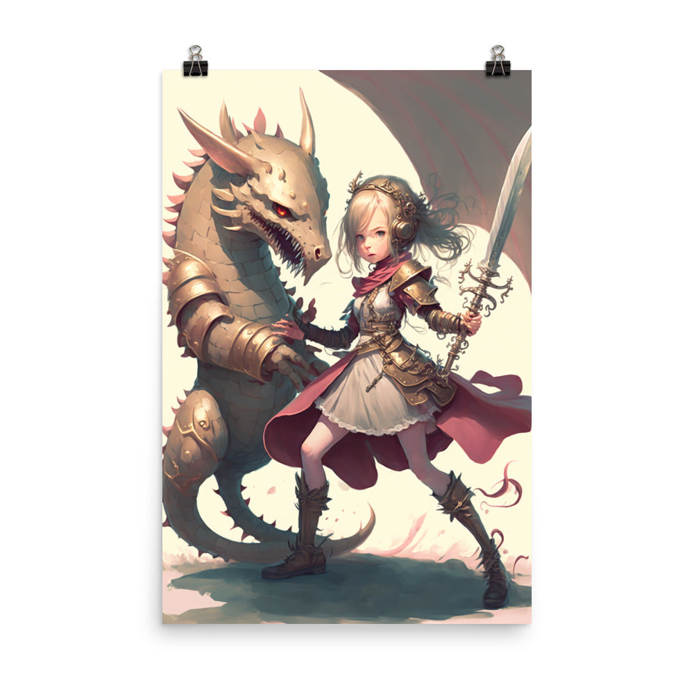 Enhanced Matte Paper Poster - Girl Dragon Slayer