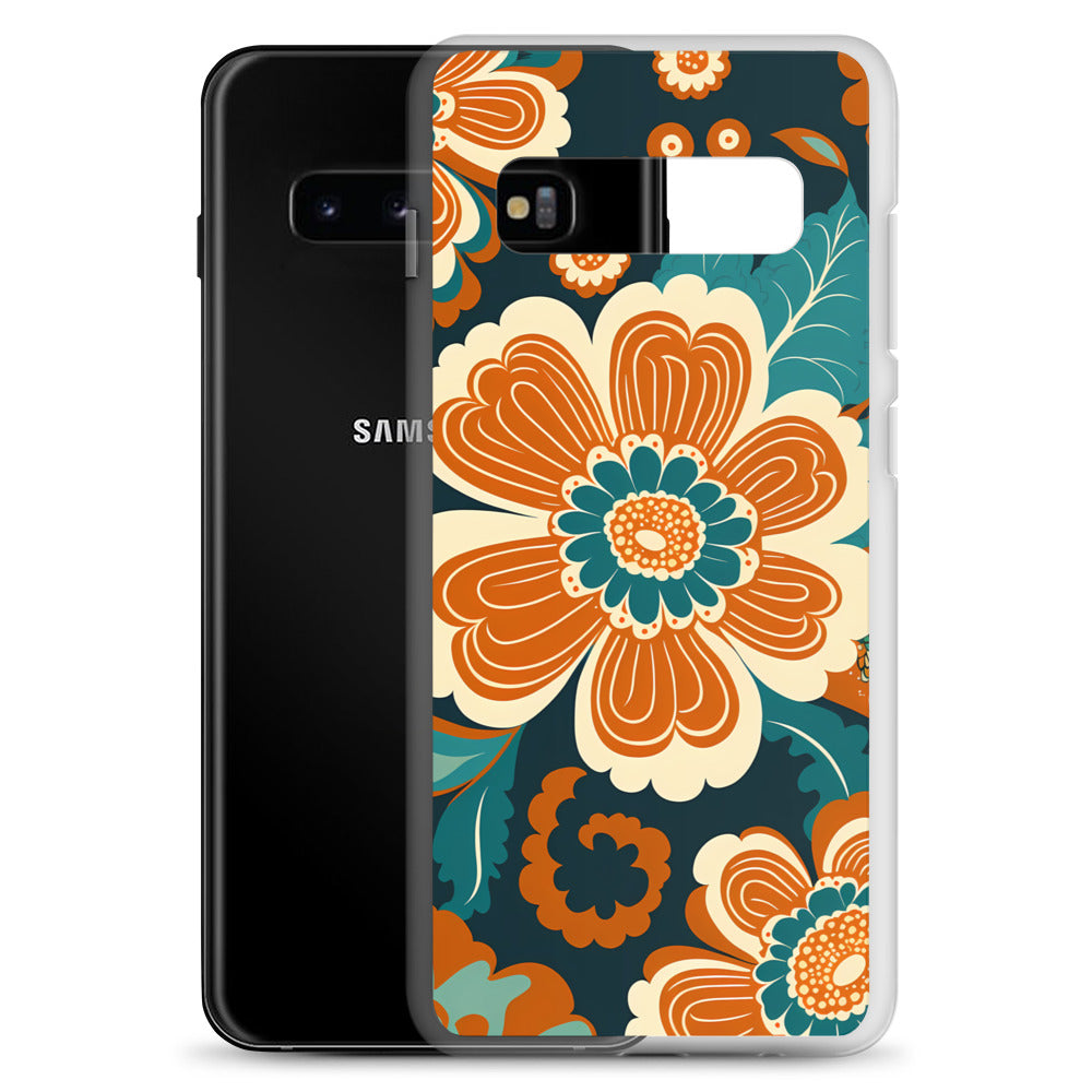Samsung Case - Orange and Turquoise Blossom
