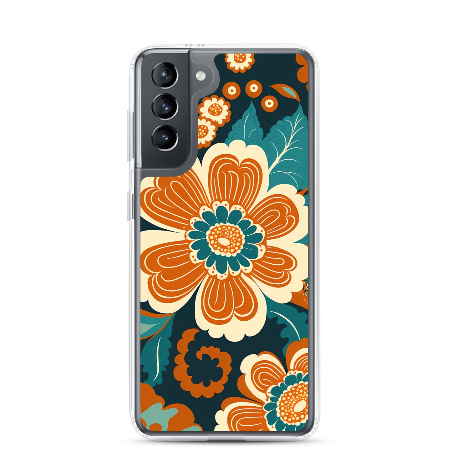 Samsung Case - Orange and Turquoise Blossom