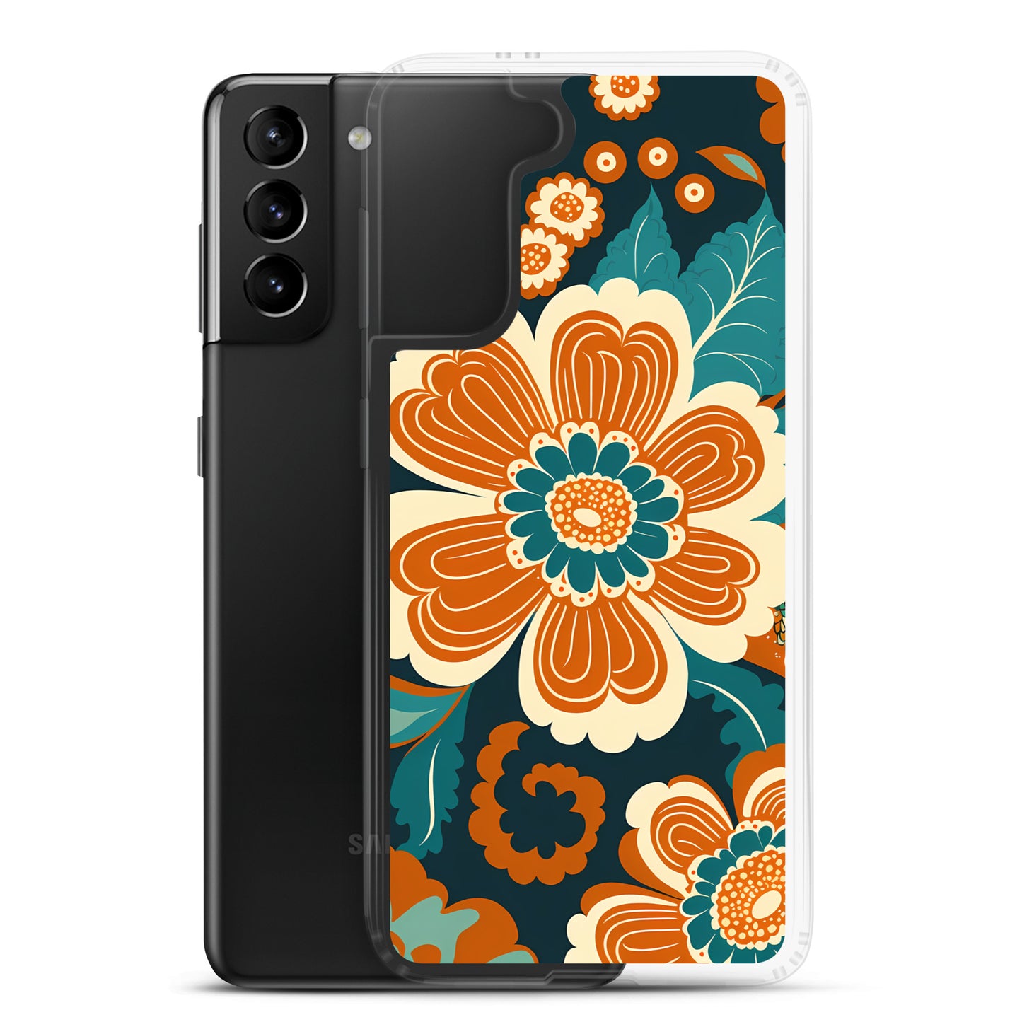 Samsung Case - Orange and Turquoise Blossom