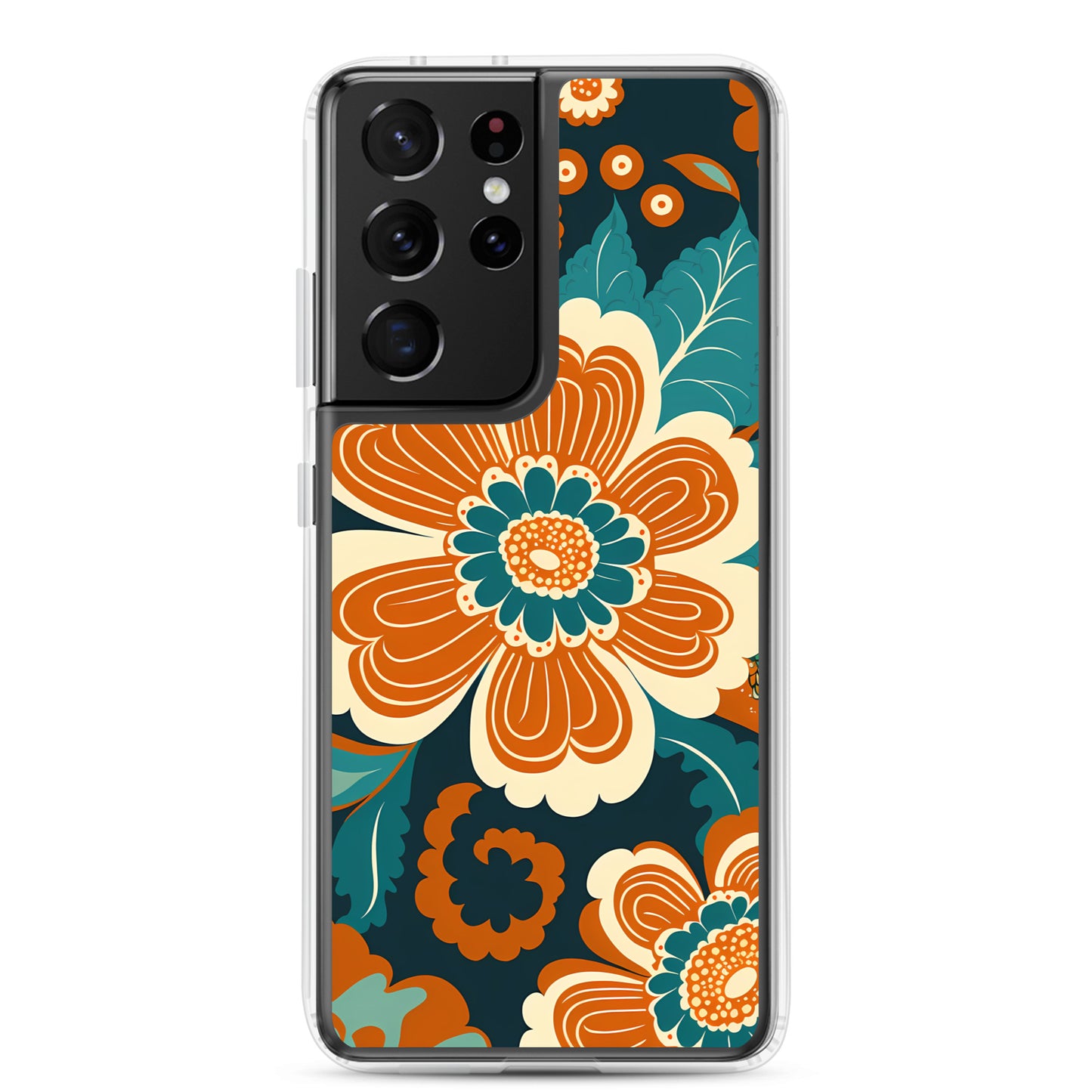 Samsung Case - Orange and Turquoise Blossom