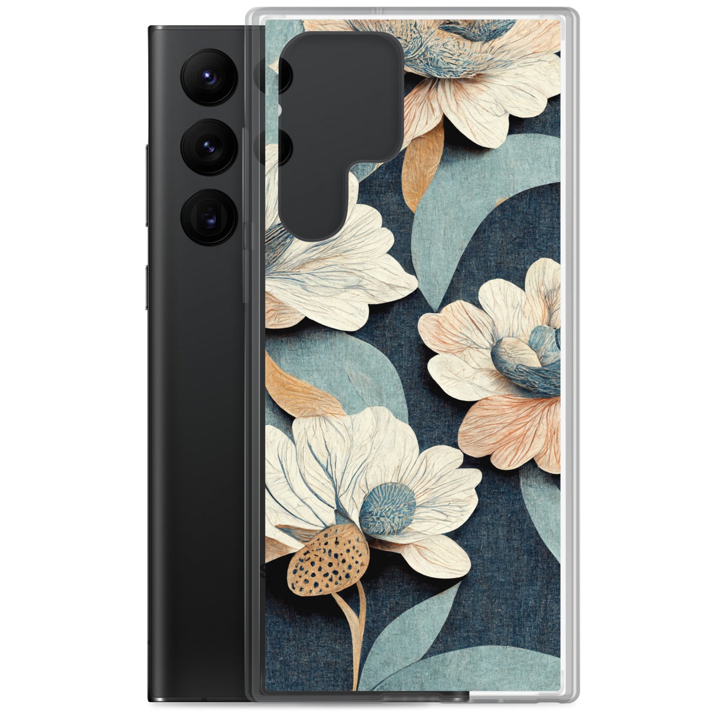 Samsung Case - Floral on Muted Blues