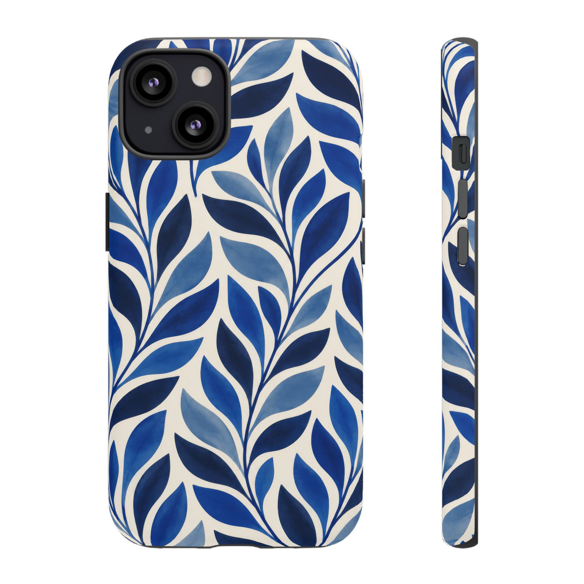 Cobalt Current iPhone Tough Case | Cobalt Blue Leaf Pattern