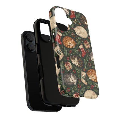 Christmas Cat Naps iPhone Tough Case | christmas cats