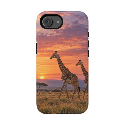 Giraffes in Rose Light iPhone Tough Case | giraffe landscape