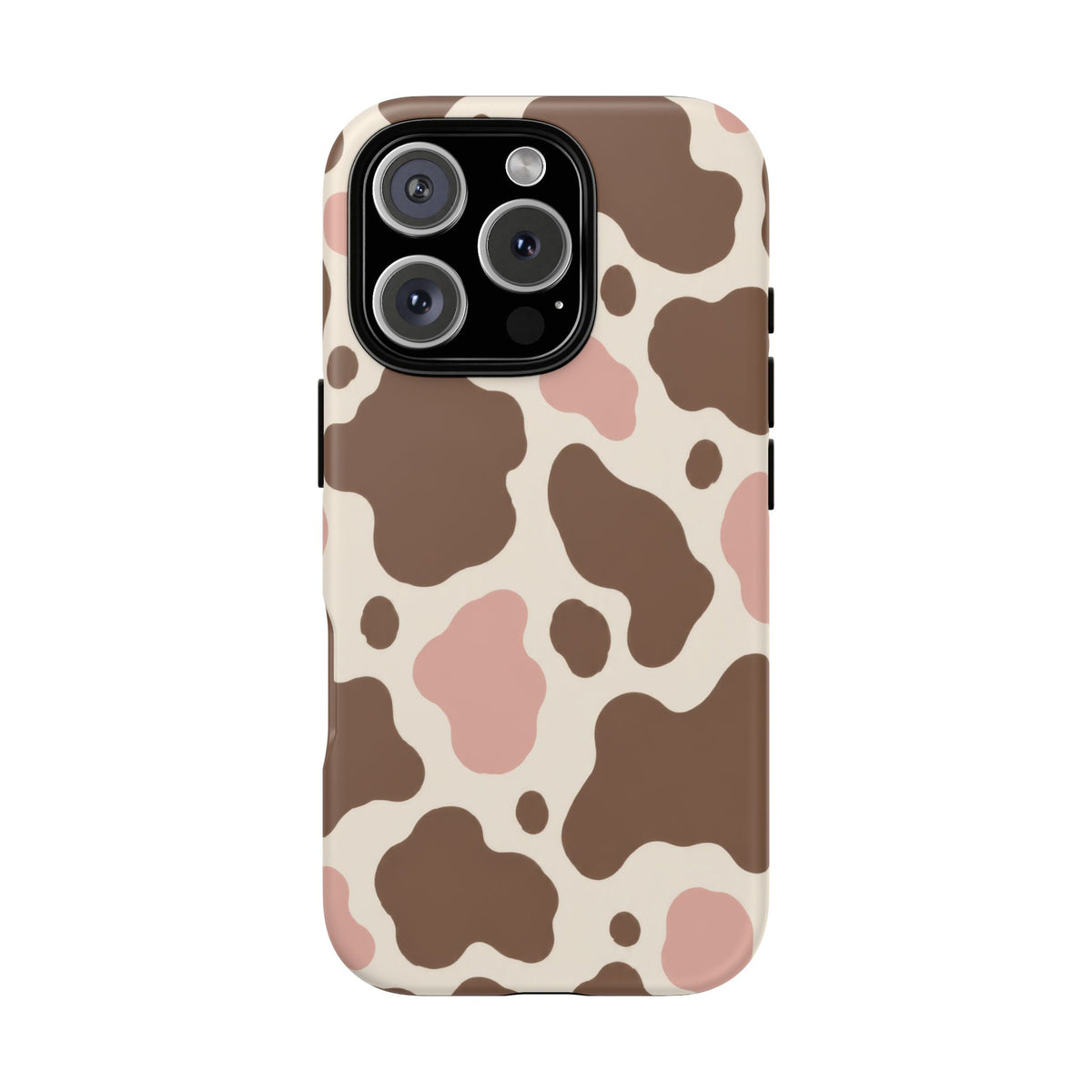 Mocha Blush iPhone Tough Case | Brown & Pink Cow Print