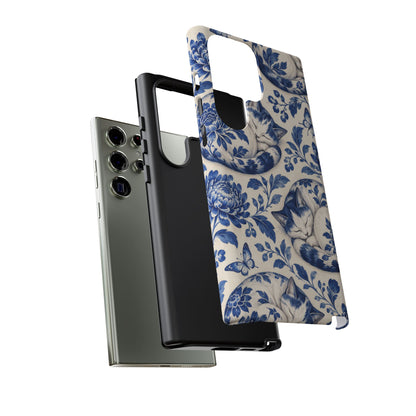 Porcelain Paws Samsung Galaxy Tough Case | blue cat pattern