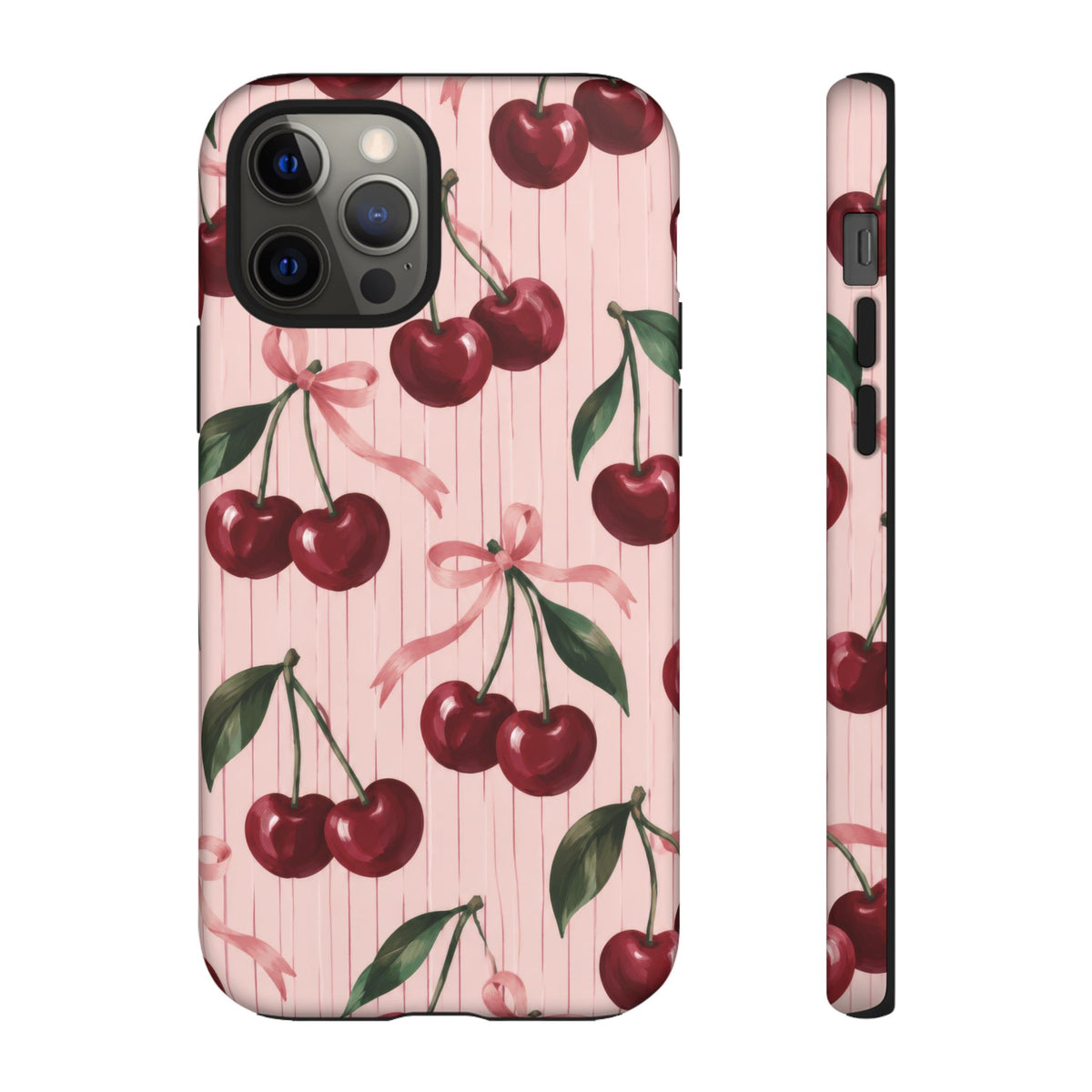 Cherry Ribbon iPhone Tough Case | cherry print