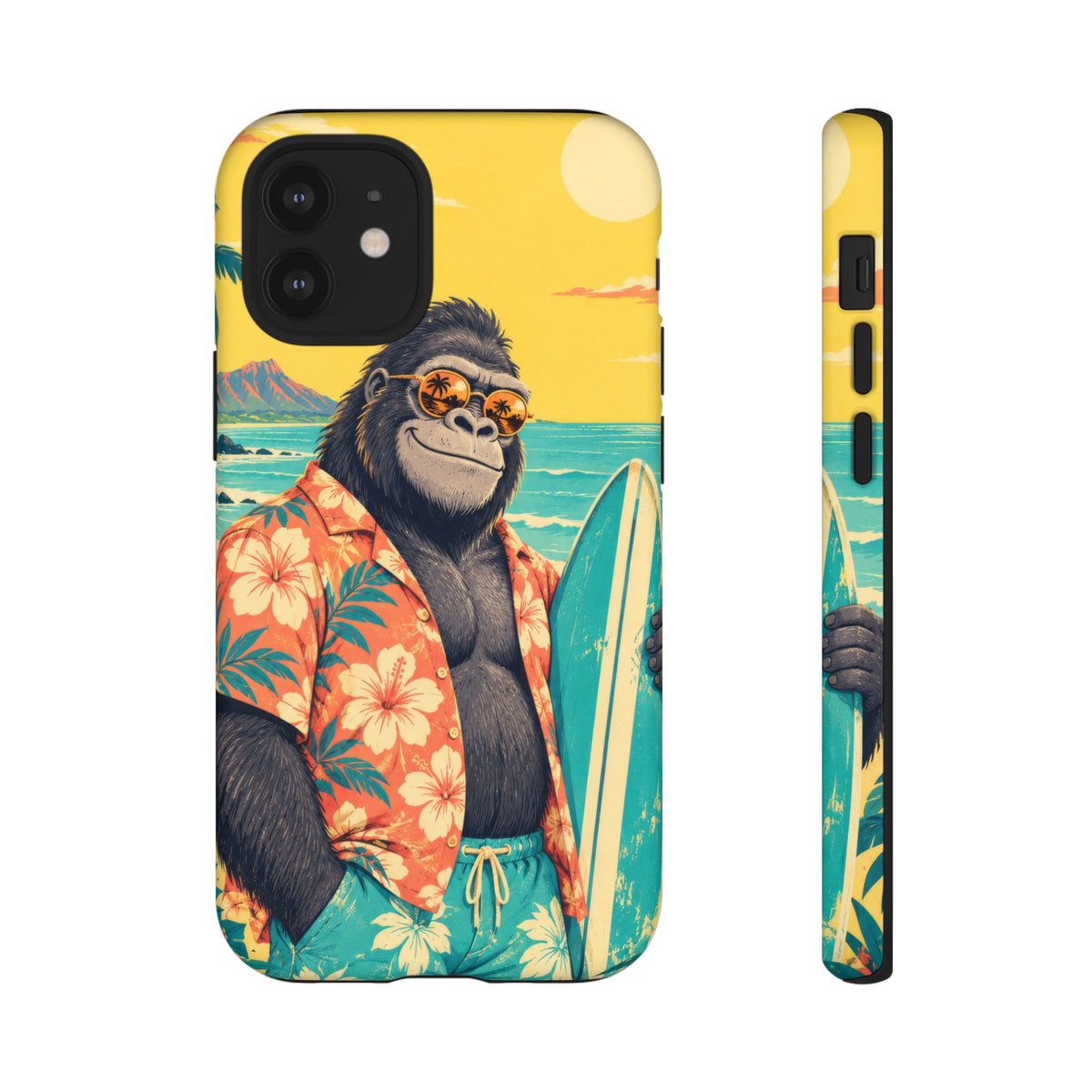 Banana Break iPhone Tough Case | Retro Surf Gorilla Art