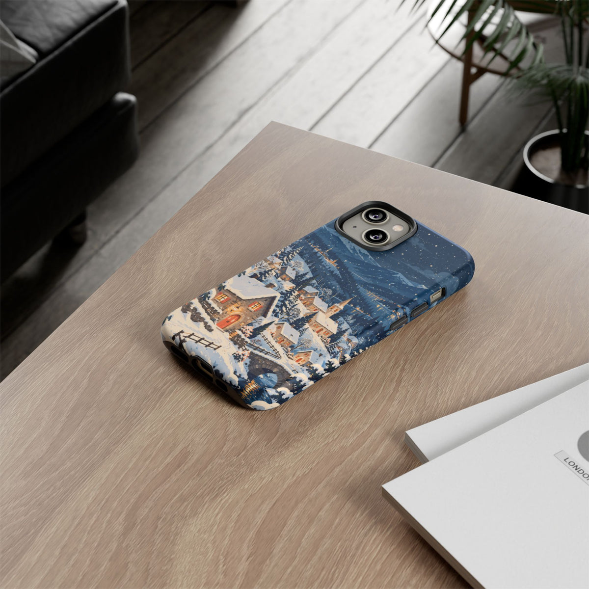 Snowfall on Juniper Lane iPhone Tough Case | christmas village