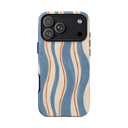 Blue Wavy Stripe iPhone Tough Case | Riviera Ribbons