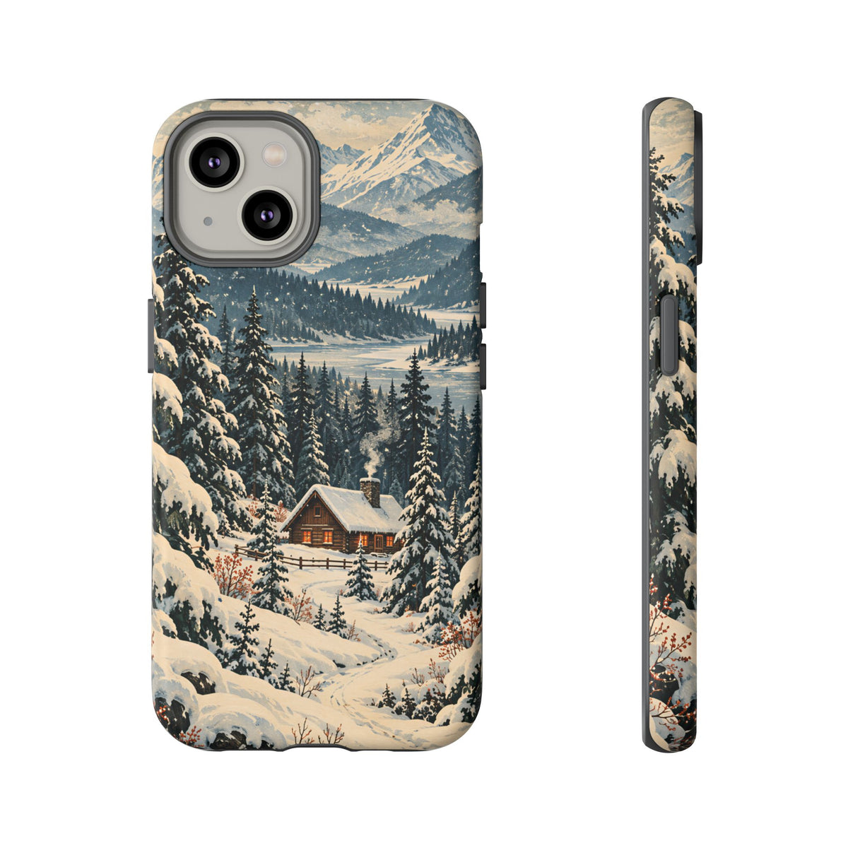 Vintage Winter Cabin Tough Phone Case
