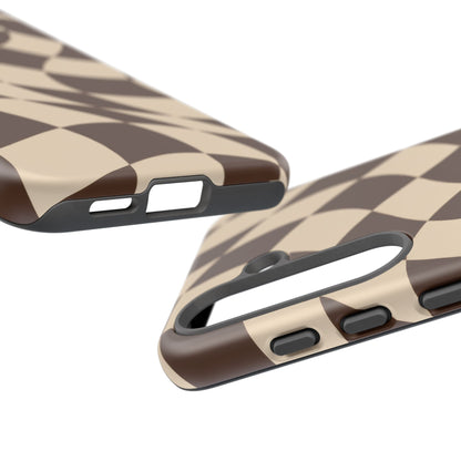 Espresso Wave Samsung Galaxy Tough Case | brown checkerboard