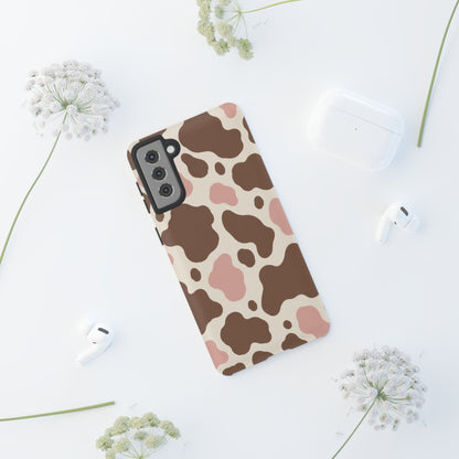 Mocha Blush Samsung Galaxy Tough Case | Brown & Pink Cow Print