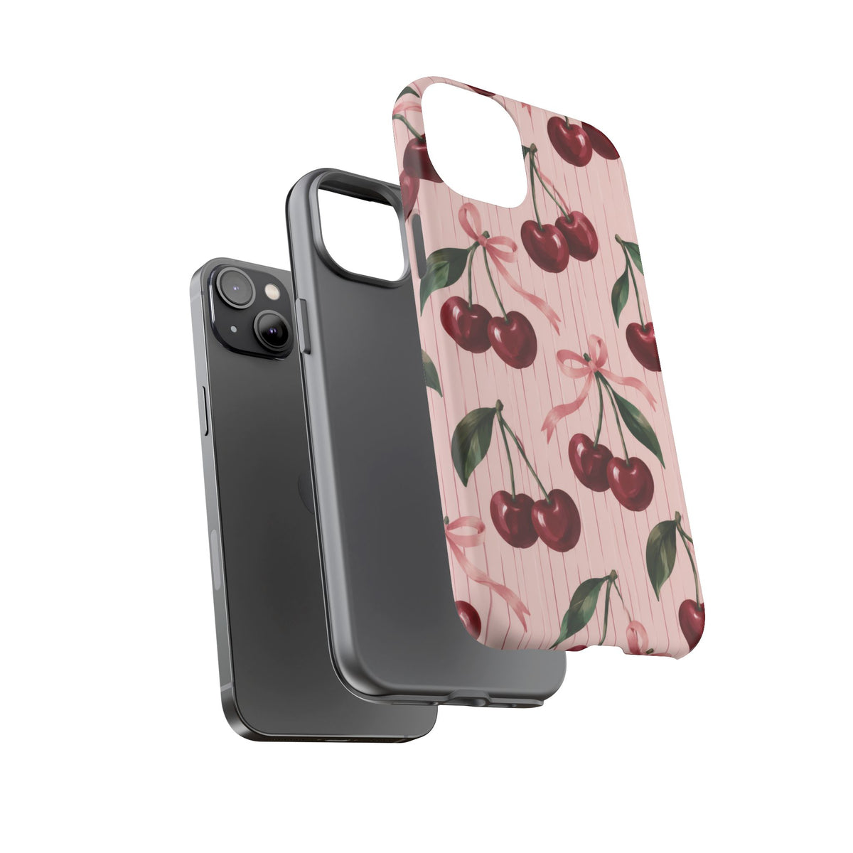 Cherry Ribbon iPhone Tough Case | cherry print
