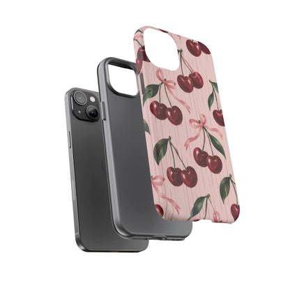 Cherry Ribbon iPhone Tough Case | cherry print