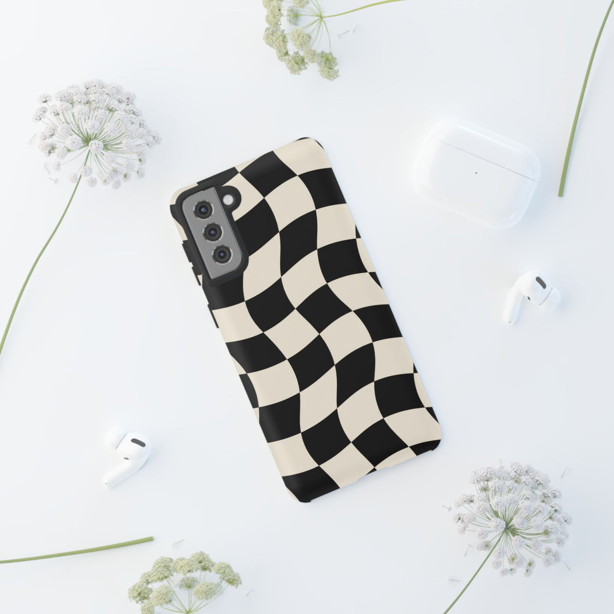 Liquid Check Samsung Galaxy Tough Case | Wavy Checkerboard
