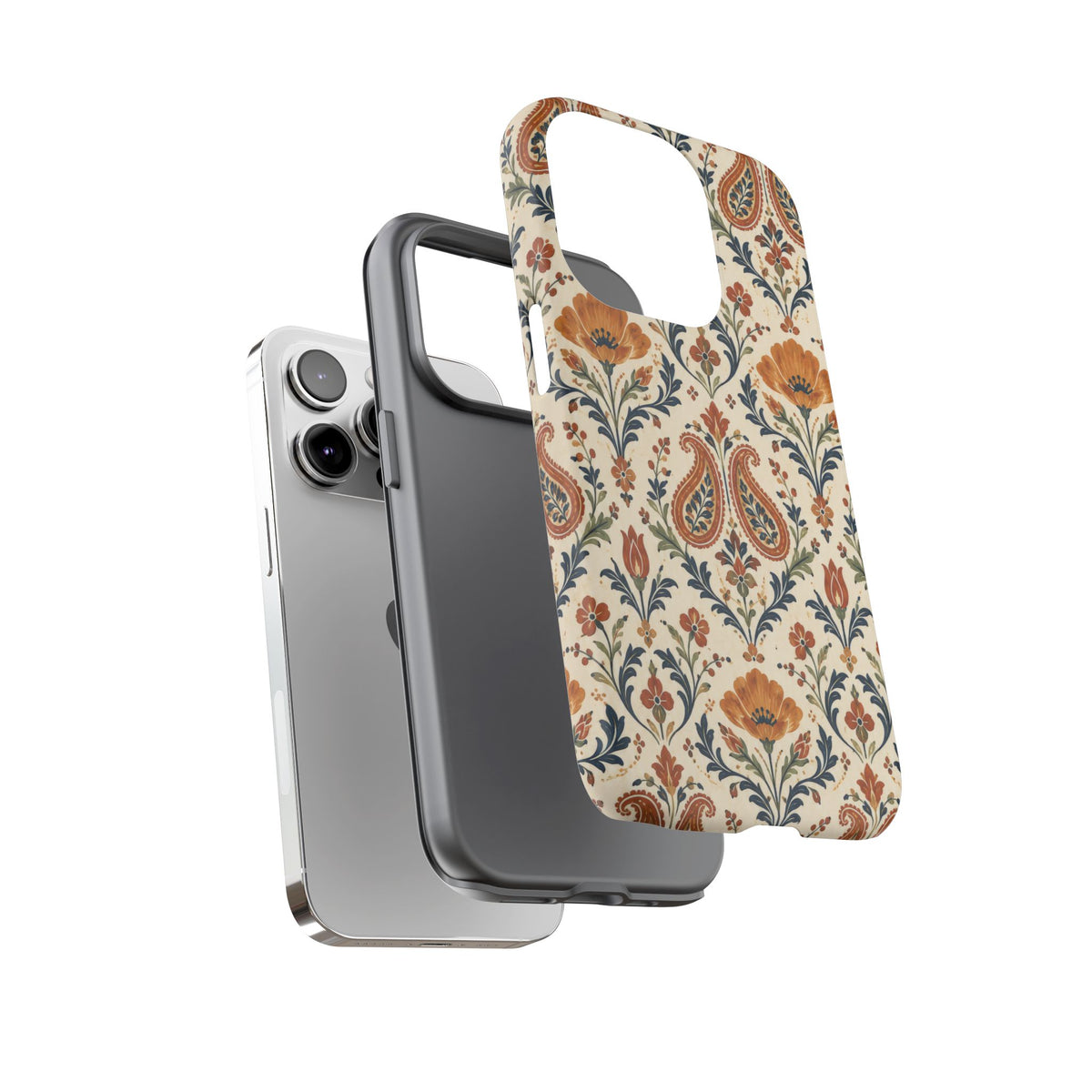 Terracotta Arabesque iPhone Tough Case | Terracotta Floral Paisley