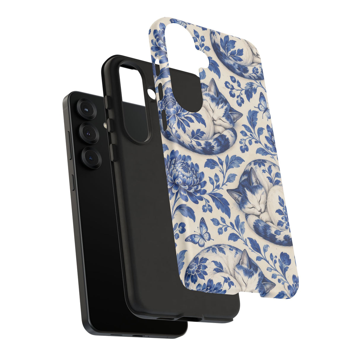 Porcelain Paws Samsung Galaxy Tough Case | blue cat pattern