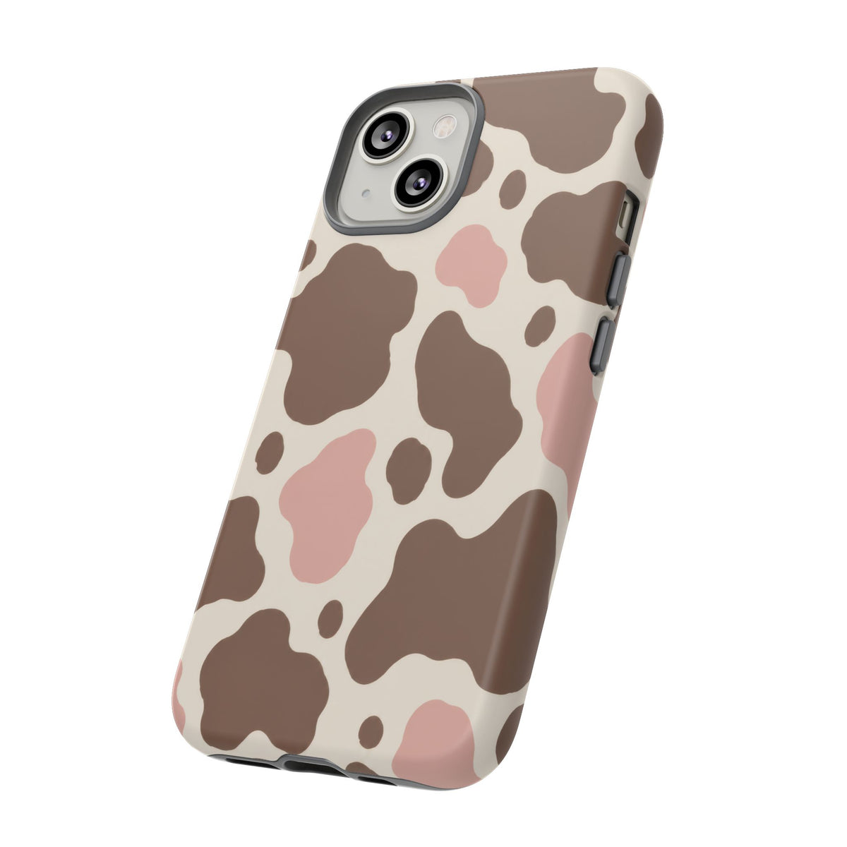 Mocha Blush iPhone Tough Case | Brown & Pink Cow Print