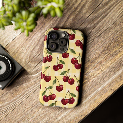 Cherry Gingham iPhone Tough Case | Cherry Picnic