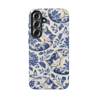 Porcelain Paws Samsung Galaxy Tough Case | blue cat pattern