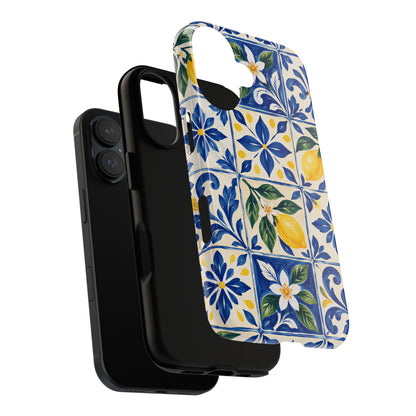 Blue Lemon Tile iPhone Tough Case | Azulejo Orchard