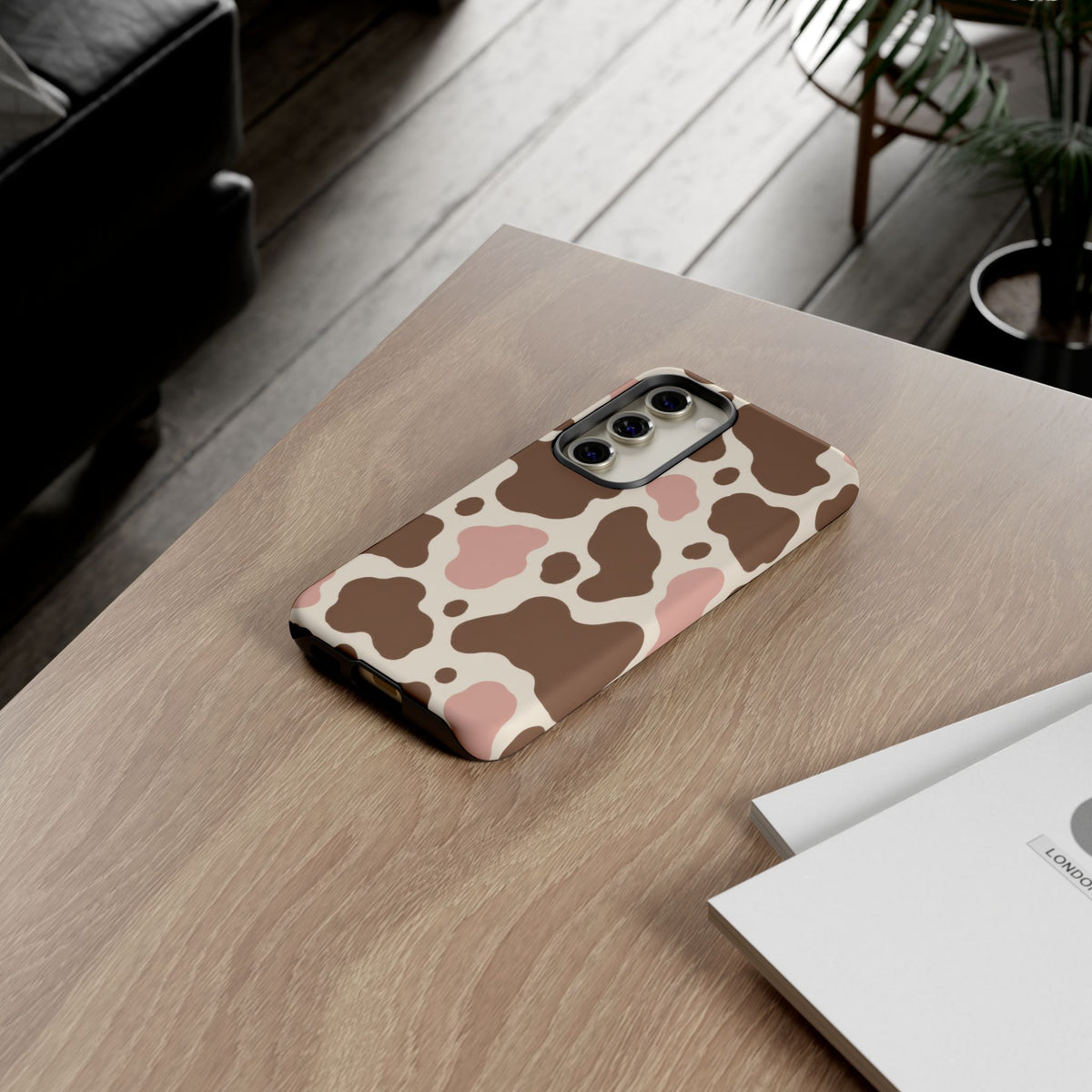 Mocha Blush Samsung Galaxy Tough Case | Brown & Pink Cow Print