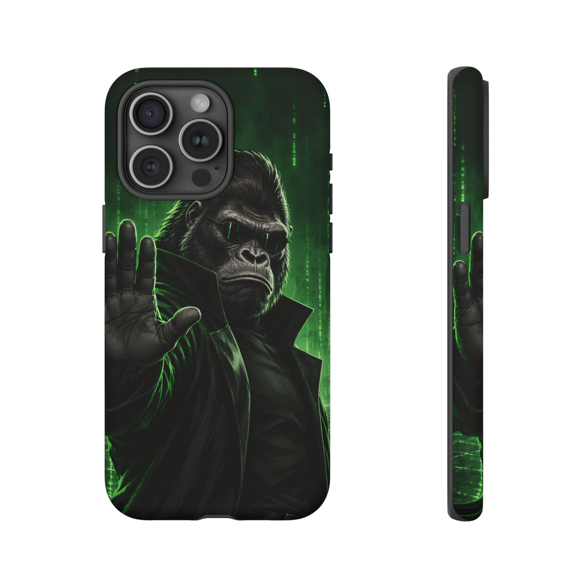 Cyberpunk Gorilla iPhone Tough Case | Neon Code Silverback