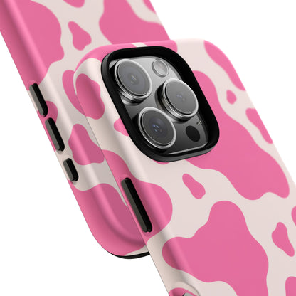 Strawberry Milk iPhone Tough Case | Pink Cow Print