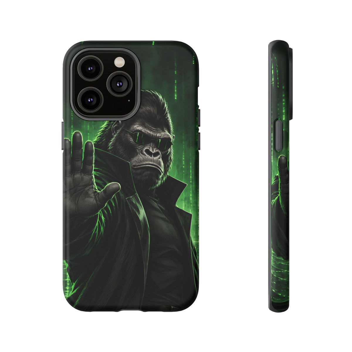 Cyberpunk Gorilla iPhone Tough Case | Neon Code Silverback