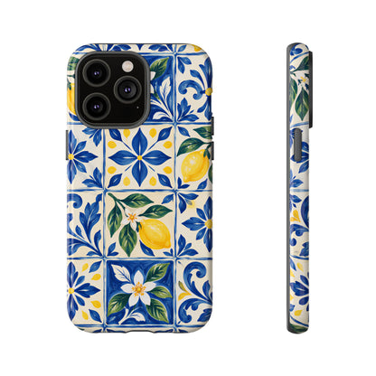 Blue Lemon Tile iPhone Tough Case | Azulejo Orchard