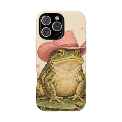 Cowboy Frog iPhone Tough Case | Pink Hat Bullfrog