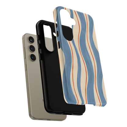 Blue Wavy Stripe Samsung Galaxy Tough Case | Riviera Ribbons