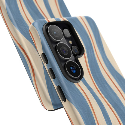 Blue Wavy Stripe Samsung Galaxy Tough Case | Riviera Ribbons