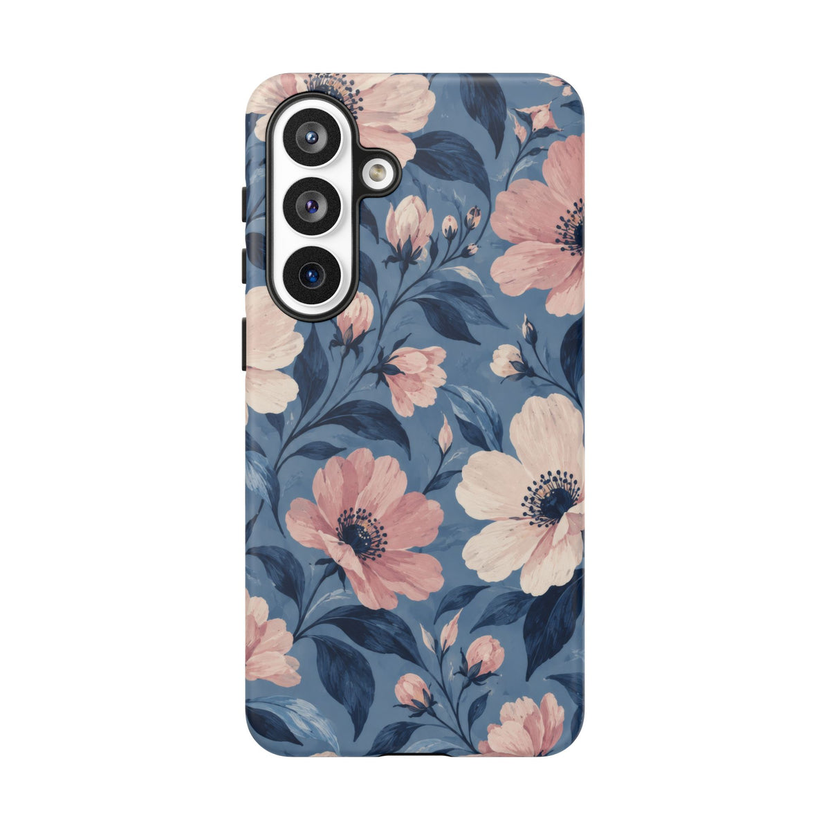 Dusk Blossom Samsung Galaxy Tough Case | Pink & Ivory Floral on Blue
